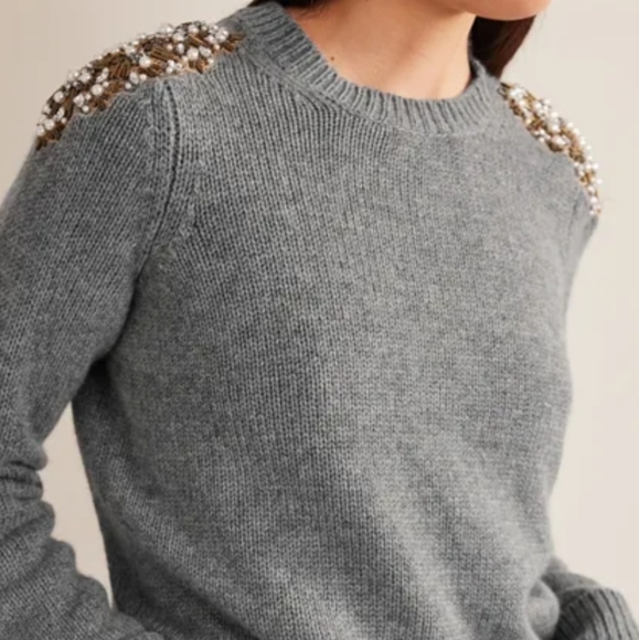 NEW BODEN Embellished Shoulder Gray Sweatshirt XL - Picture 3 of 11